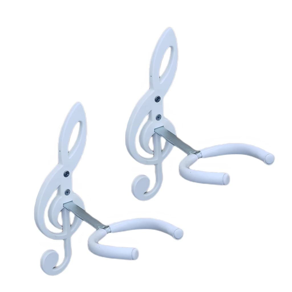 2 Suportes BRANCOS de Parede  Clave De Sol P/ Violão Guitarra
