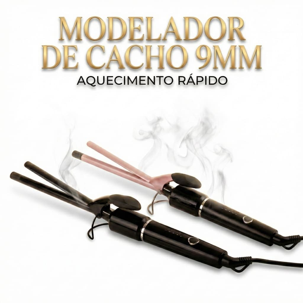 Modelador De Cachos Cônico Cerâmica 9mm ~ 25mm Aquecimento Rápido Bivolt com Cabo 360°