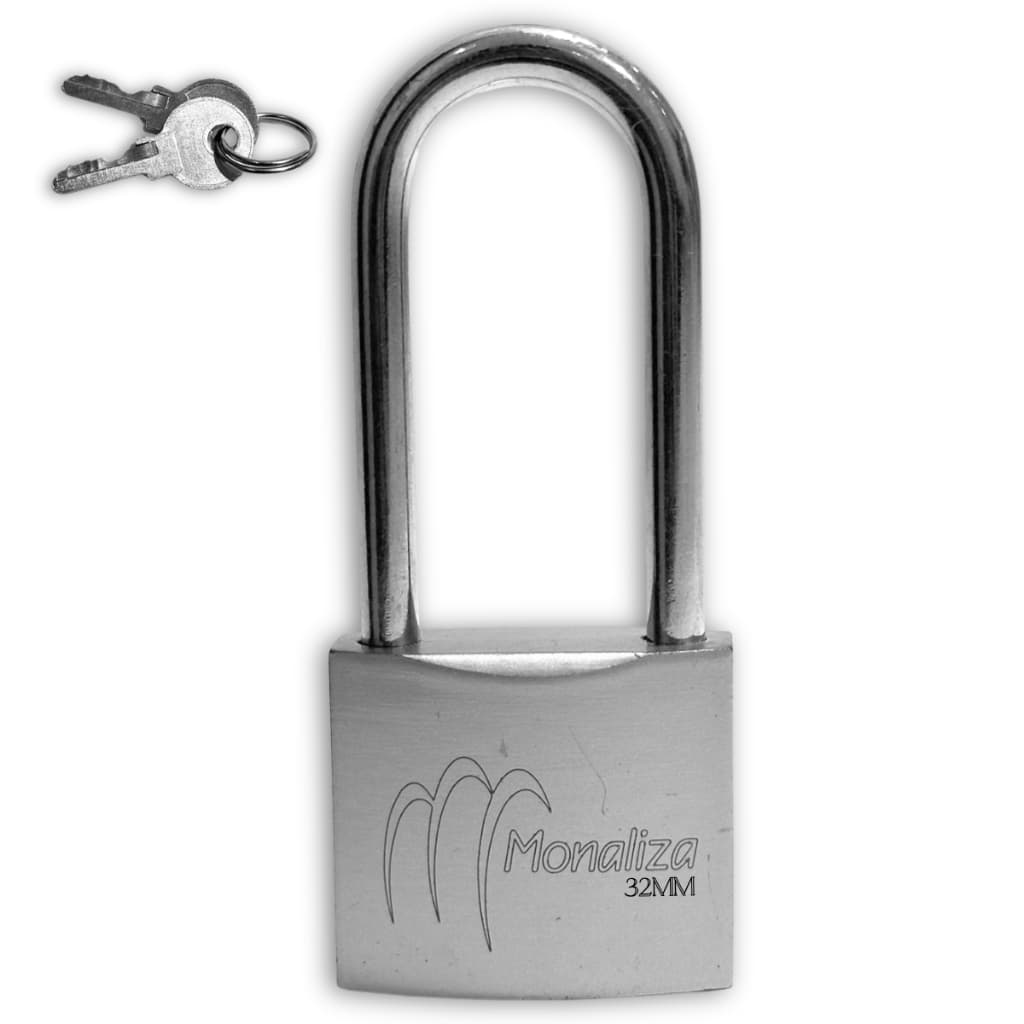 Cadeado Médio Portão Estepe Bike Armario Academia Mala Mochila Janela Haste Longa Chave Segurança