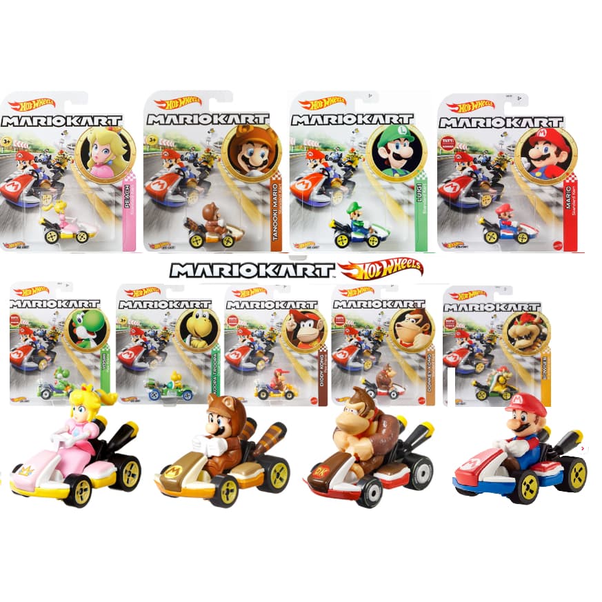 Mario Kart Hot Wheels | Miniatura Vários Personagens | Mattel Original | Colecionável 1:64