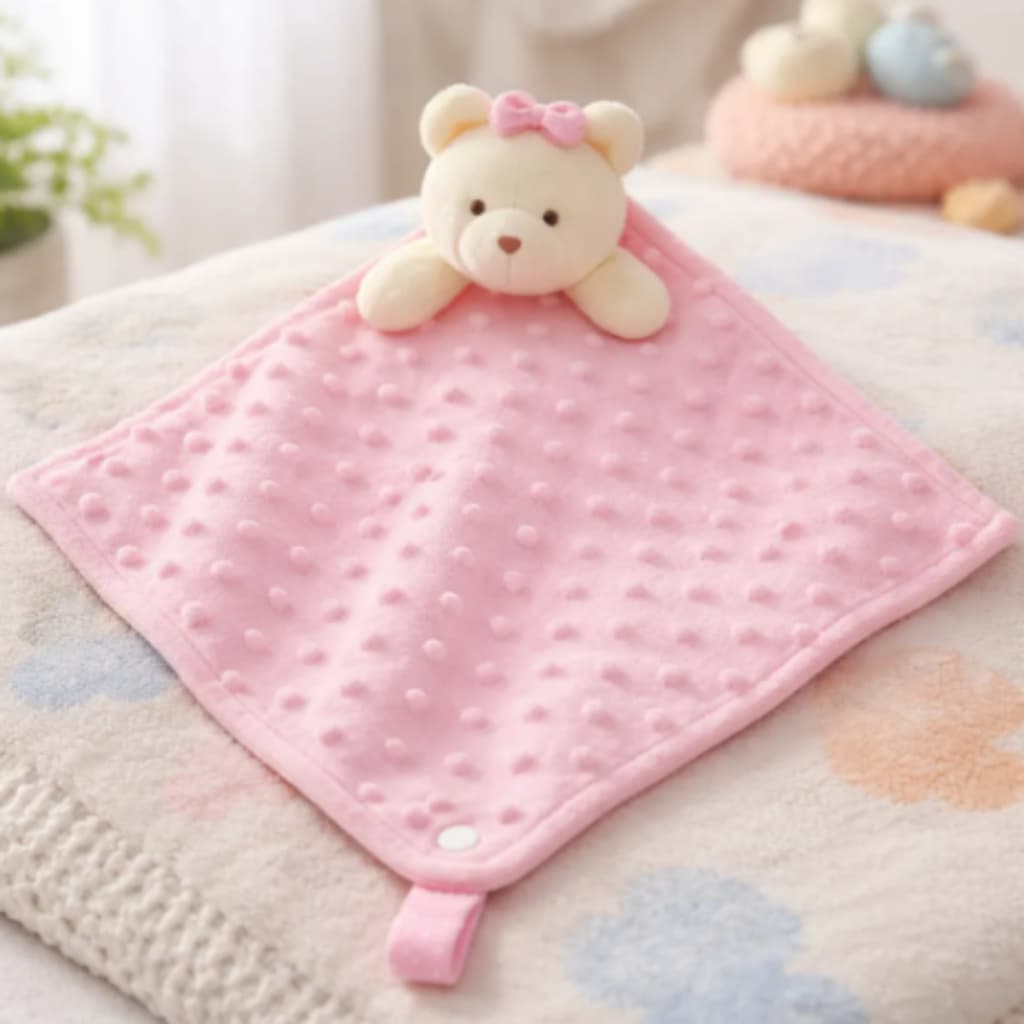 Naninha Bebê Com Porta Chupeta Plush Bolha Extra Macia