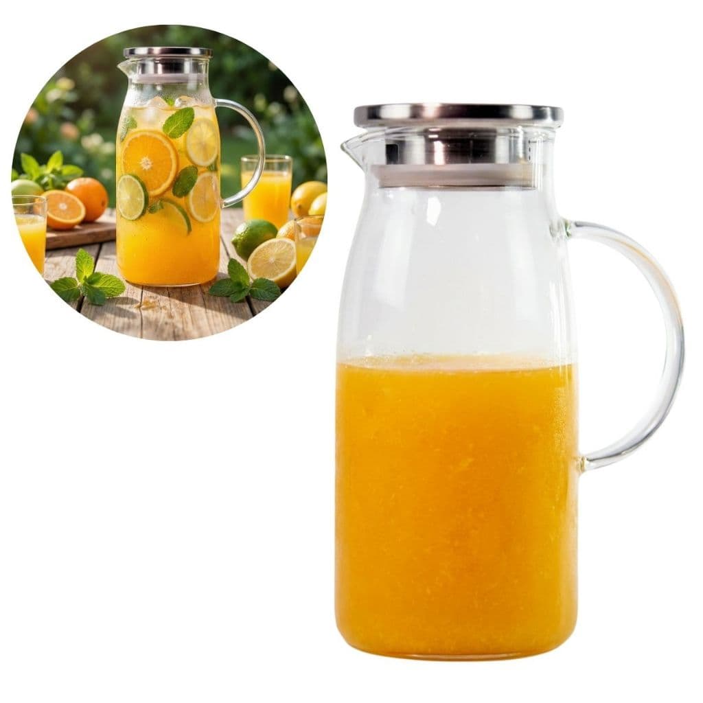 Jarra De Vidro Borossilicato Com Tampa De Inox 1,5 Litros