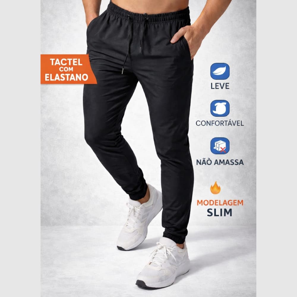 Calça Jogger Masculina Slim Tactel com Elastano academia Leve Confortável e Estilo Moderno