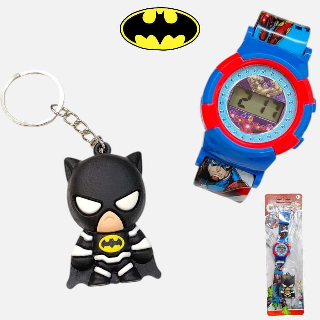 Kit Relogio + Chaveiro HEROIS DA MARVEL VINGADORES Escolha o Modelo Batmam Homem Aranha America Hulk Homem Ferro