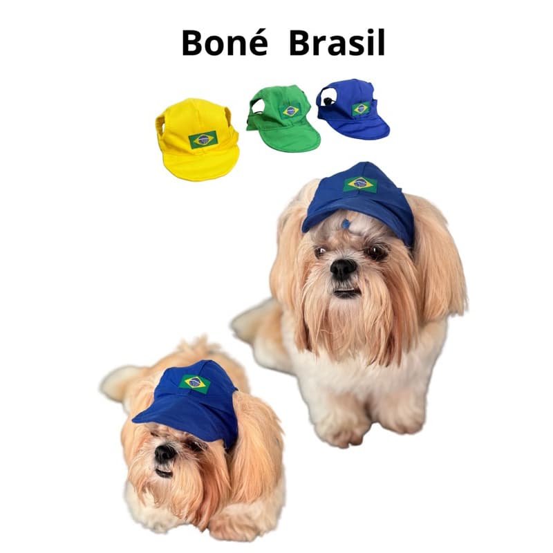 Boné para Cachorro e Gato , Proteção Solar, Brasil e mais estampas