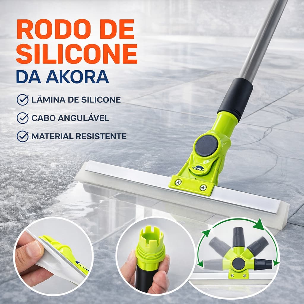 Rodo de Silicone Vassoura Mágica Daxxen Akora Ecomais Limpa Fácil Vidro Piso Chão