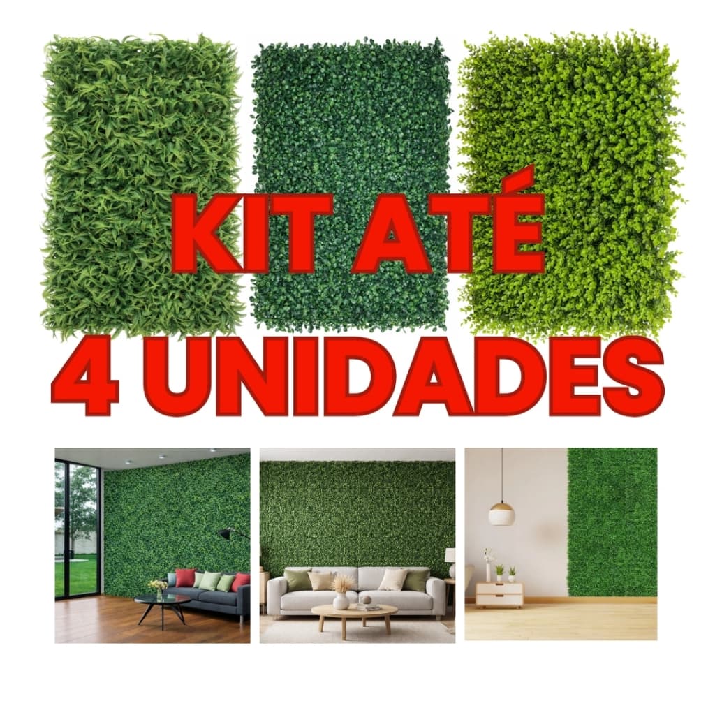 Kit Placa Jardim Vertical Artificial Grande 40CM x 60CM Uma Ou 4 Unidades