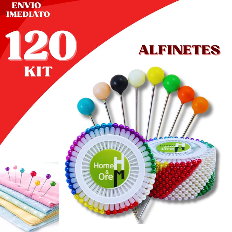 Alfinetes Cabeça Colorida 120 Peças Costura Artesanato DIY Patchwork Confecção Tecido Modelagem
