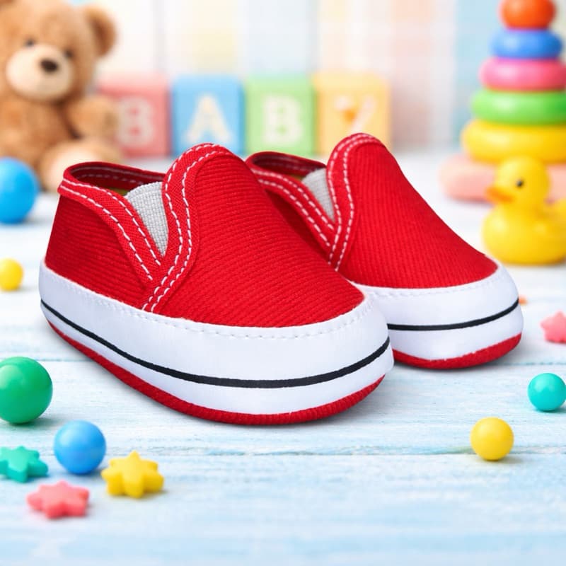 Mocassim de bebê unissex Classico (Vermelho)