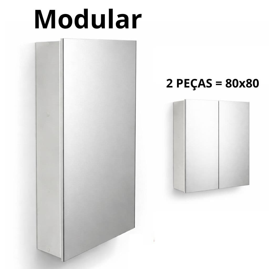 2 un. - Aéreo com Espelho 80 Altura X 80 Larg. Modular Grande MDF  - Montado - 2 PEÇAS DE 40CM