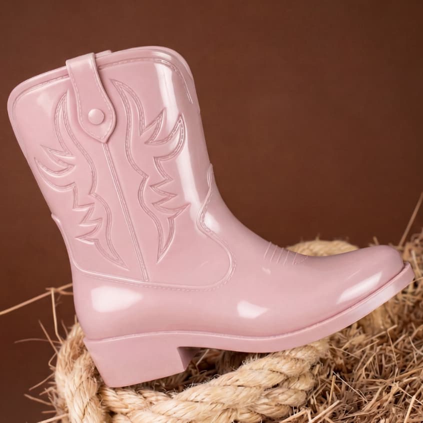 Bota Texana Infantil Menina com Detalhes Bordado Estilosa Boiadeira Várias Cores Impermeável