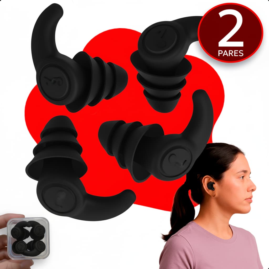 Tampão Ouvido Par 3 Camadas Antiruído Dormir Natação Estudos Trabalho Protetor Auricular