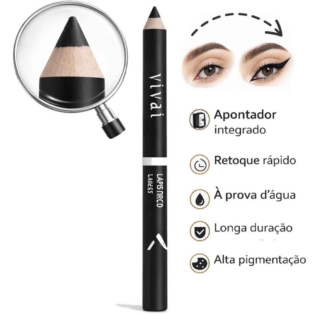 Lápis de Olho e Sobrancelha Vivai C/ Apontador - Preto ou Marrom ✨