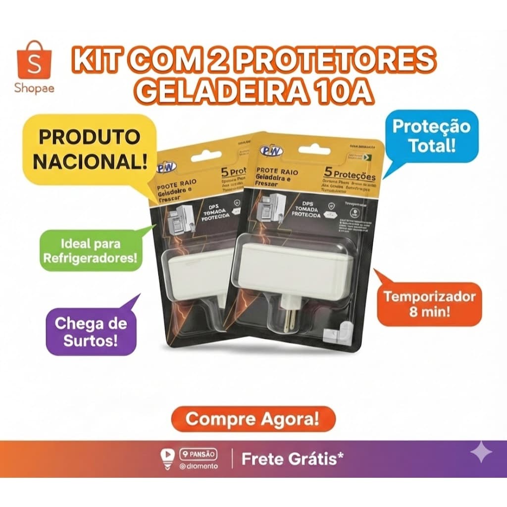 KIT com 2 Protetores Elétricos ProteRaio Geladeira e Freezer PW - Campeão de Vendas! -