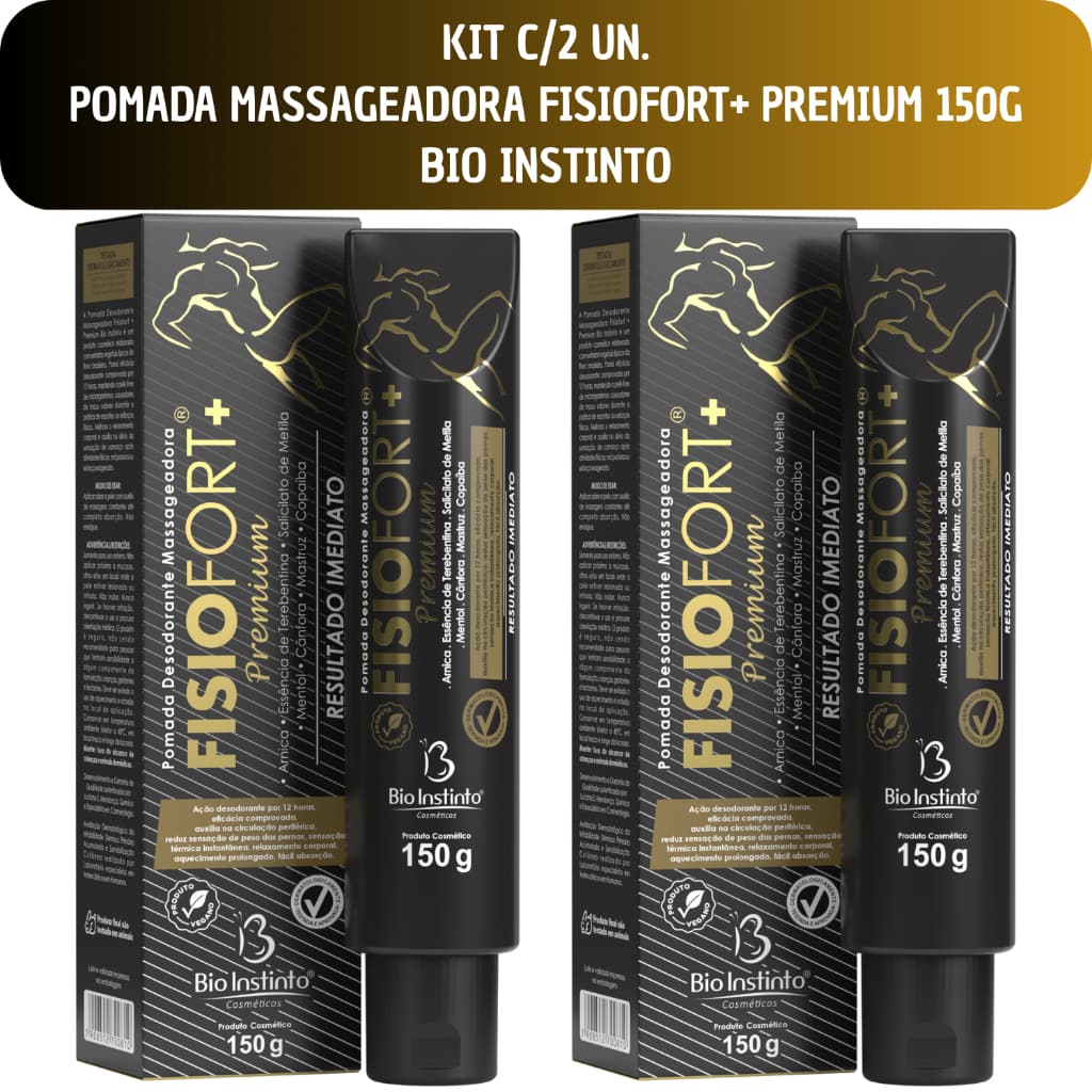 Kit C/2 Unidades Pomada Massageadora Para Dor Muscular Fisiofort+ Premium Alívio Rápido 150g