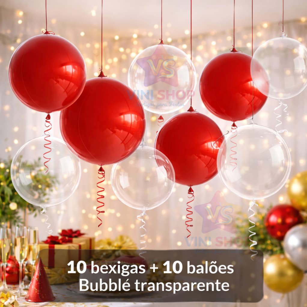 Bubble 18 Polegadas kit 10 + 10 bexigas 18 polegadas Látex Decore Com Criatividade