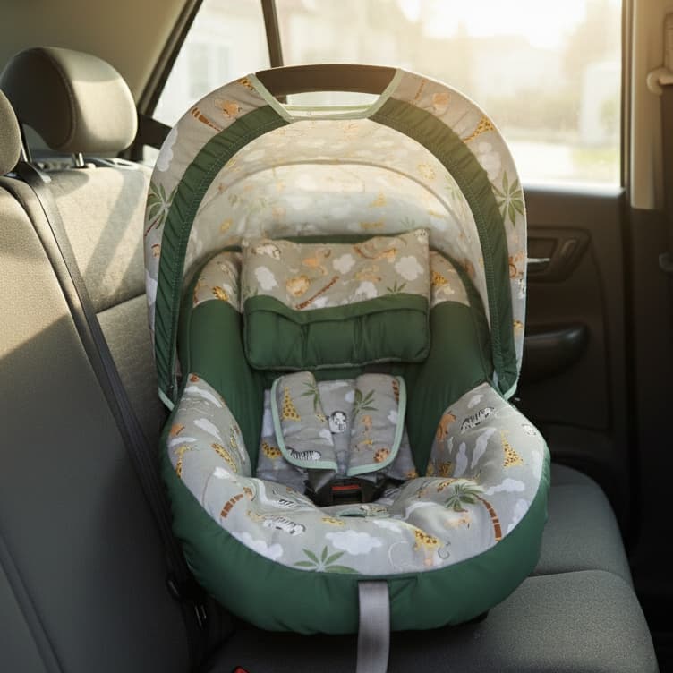 Capa Para Bebê Conforto + Capota, Protetores de Cinto e Travesseiro - Menino e Menina Universal