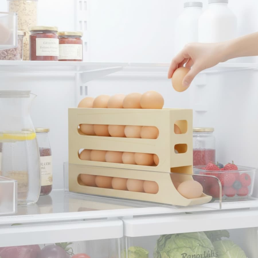 1/2 PEÇA Suporte Porta Ovos Rolante 4 Andares Dispenser Armazena e Organizador de Ovos de Geladeira