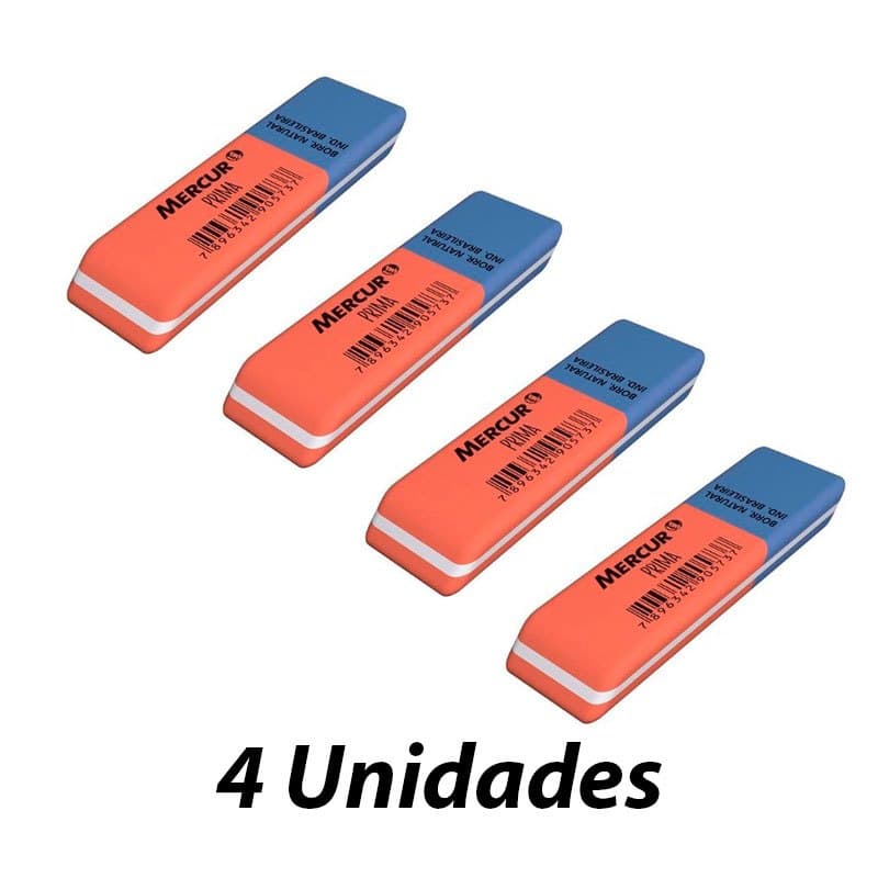 Até 4 Borracha Mercur Prima Azul e Vermelha