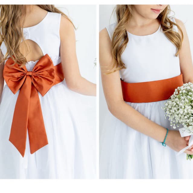 Faixa e Laço Dama de Honra Infantil Acessório Vestido Festa e Terracota  Cobre REF4196