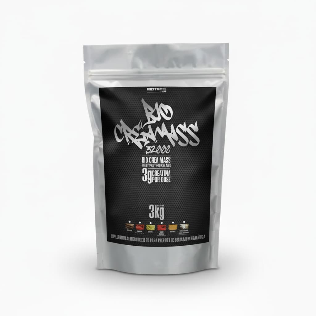 Massa Bio Crea Mass 3KG - Biotech - Suplemento em pó Hipercalórico com Whey Isolado + Creatina