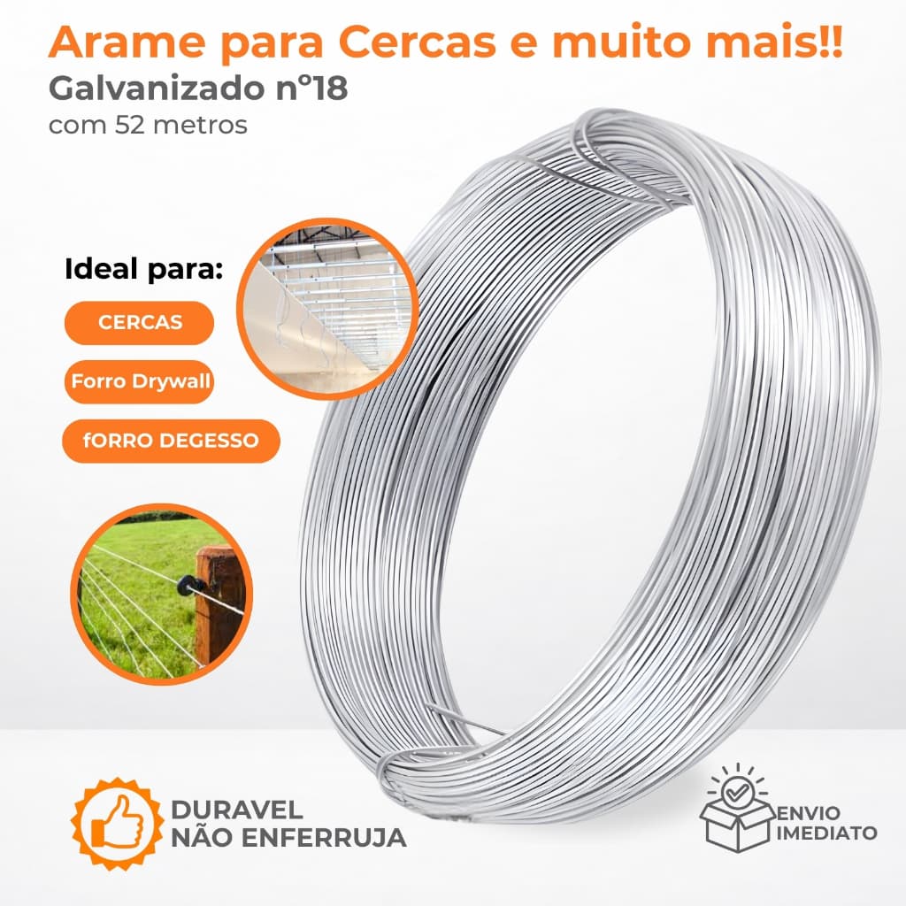 Arame Galvanizado Bwg 18 Liso 1kg Cercado Gesso Forro Drywall