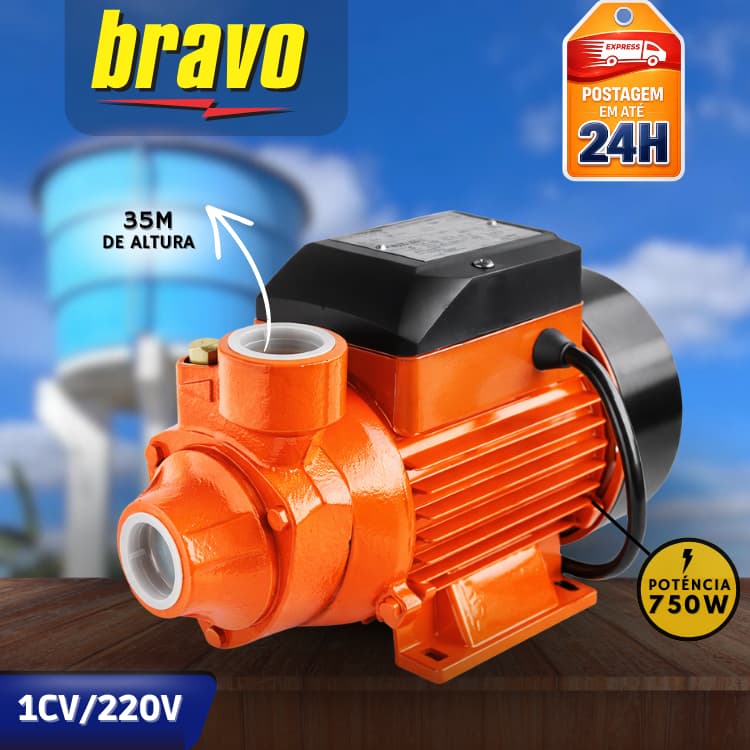 Bomba D'água Periférica 1CV Baixo Ruído Bravo 220v