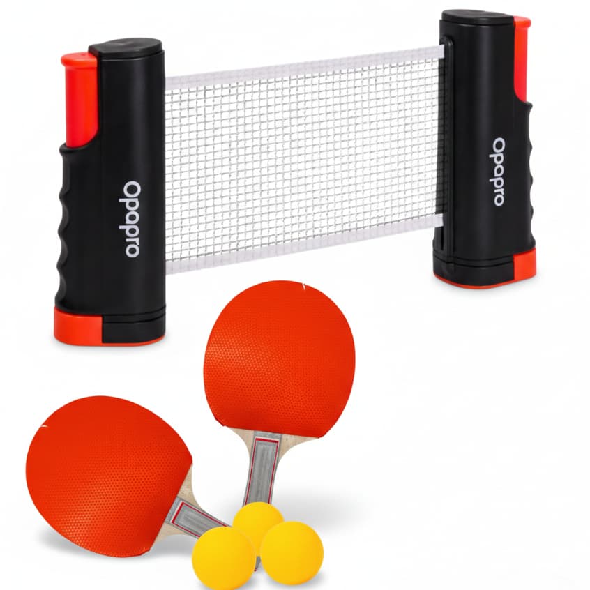 Kit Tênis de Mesa Ping Pong Portátil Rede Retrátil 2 Raquetes 3 Bolinhas lazer família