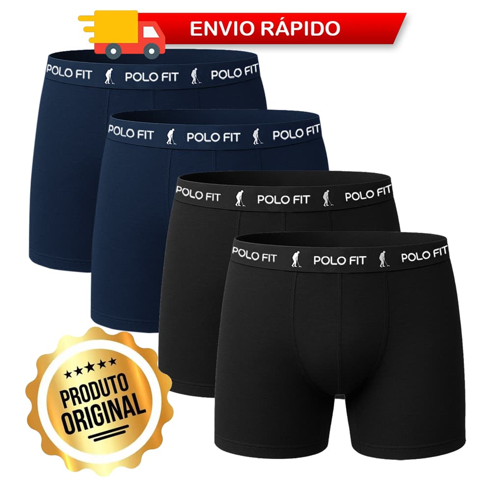 Kit 4 Cuecas Boxer Box Algodão Polo Fit Cotton Confortável Masculina