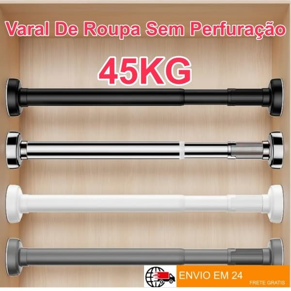 Metal Porta Cortina Multiuso Box Varão Bastão Para Banheiro de Extensível Universal Guarda-roupa e secador de roupas Aju