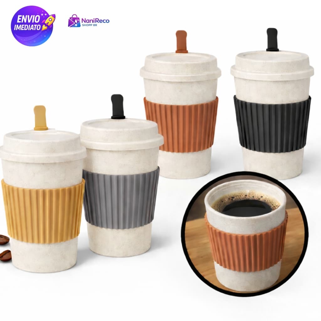 Copo Térmico Reutilizável com Tampa para Café e Chá Ideal para Trabalho, Faculdade, Carro e Viagens