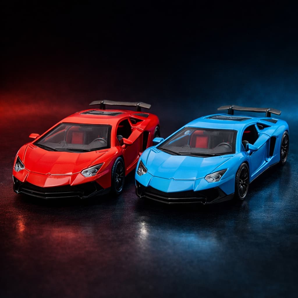 Miniatura Lamborghini Diecast Metal Esportivo Portas Abrem Azul ou Vermelho Colecionável Infantil