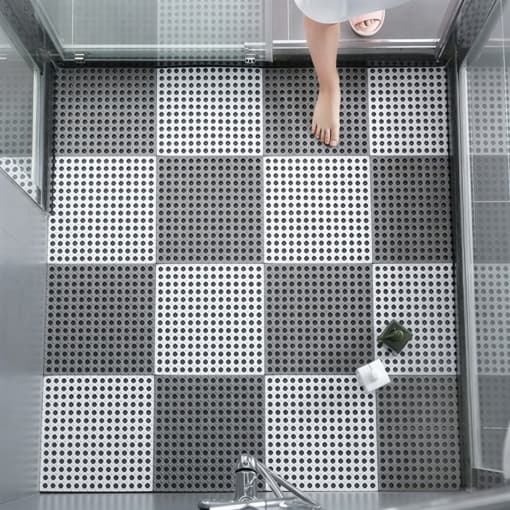 Kit 12 Tapete Piso Estrado Antiderrapante 30x30cm Box Banheiro Piscina Modular Drenante Chuveiro Área Molhada Encaixe