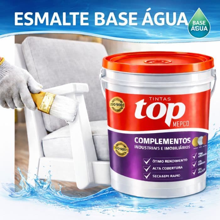 Tinta Esmalte Base Água 900 mL – Alta Cobertura, Rendimento, Brilho Intenso Para Madeira e Metal