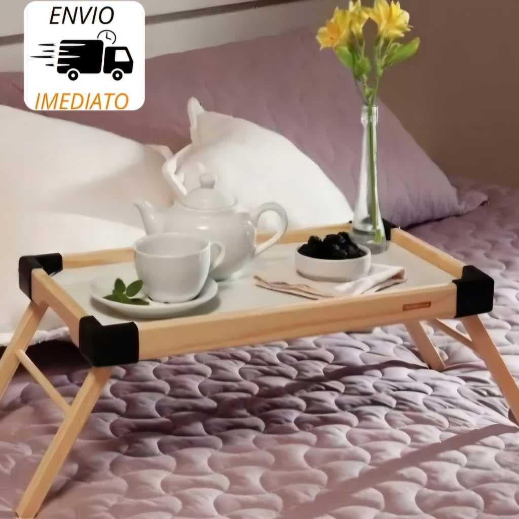 Bandeja Mesa De Cafe Com Pezinhos Para Café Da Manhã na Cama e Sofá 45x26cm