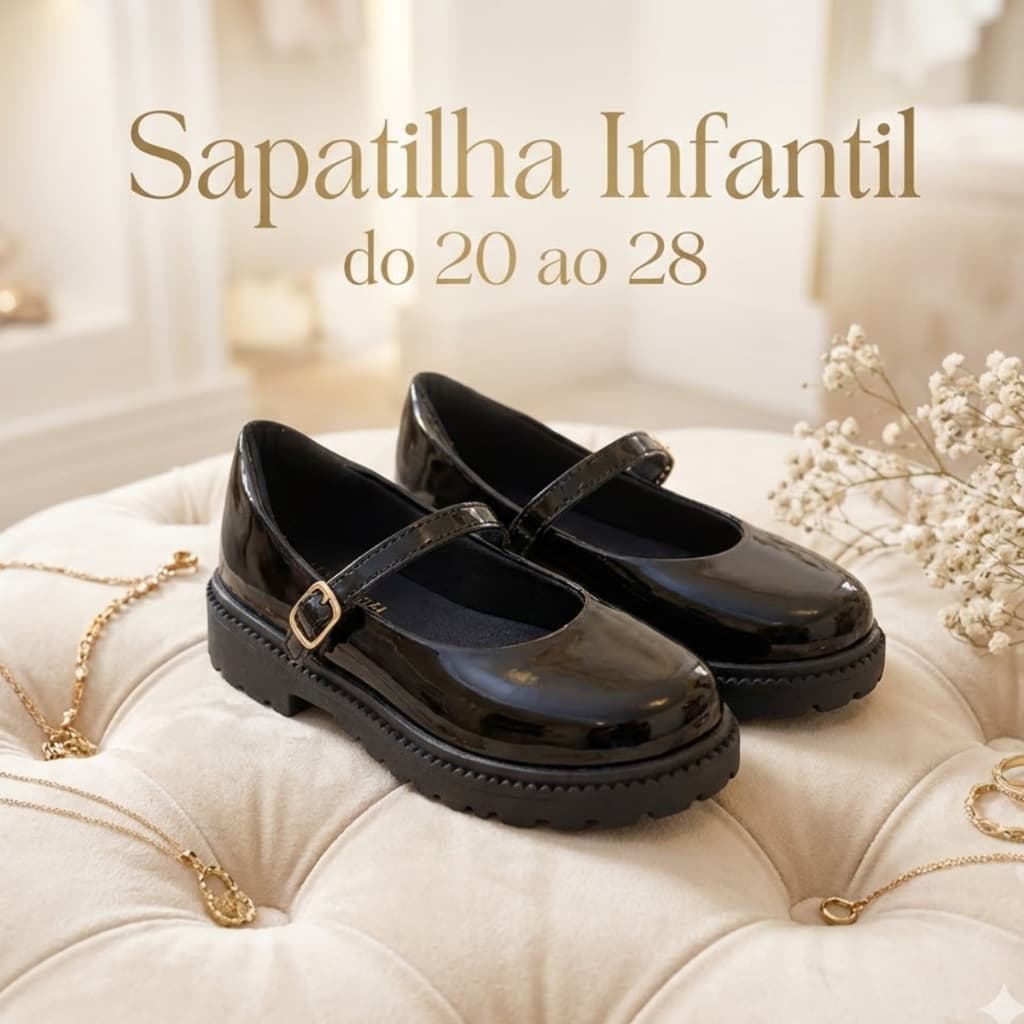 Sapato Sapatilha Mary Jane Tratorado boneca infantil 20 ao 28