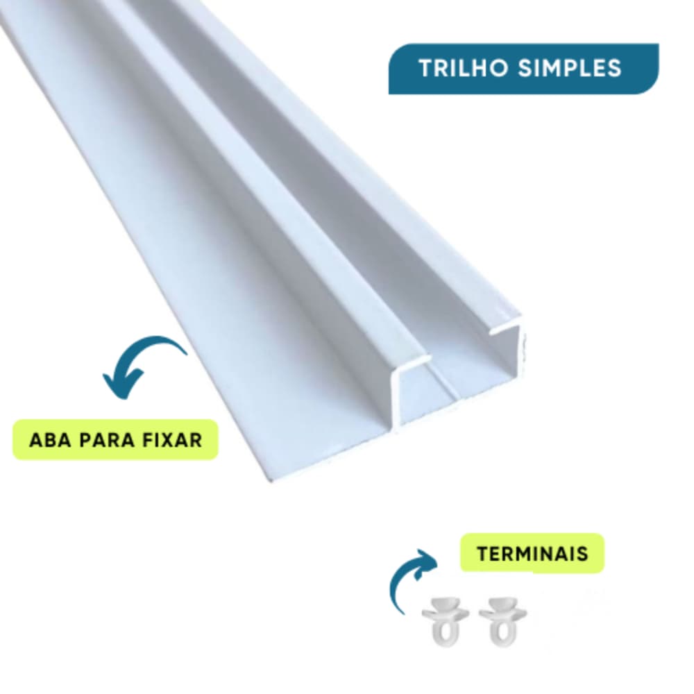 Trilho Suíço Maxi Com Abas Simples Alumínio Branco Tamanhos Variados