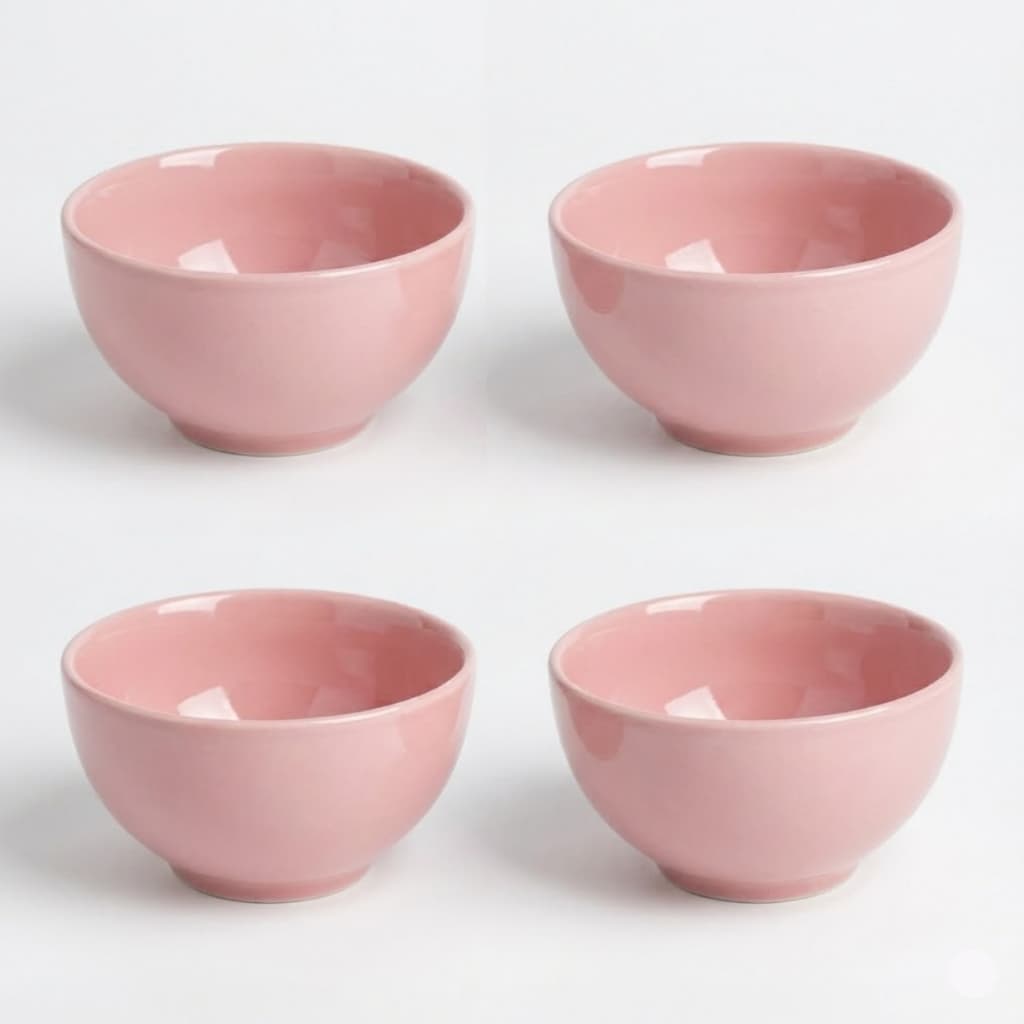 Kit Cumbuca Tigela Porcelana Colorida Rosa 440ml Caldos & Sopas Petiscos