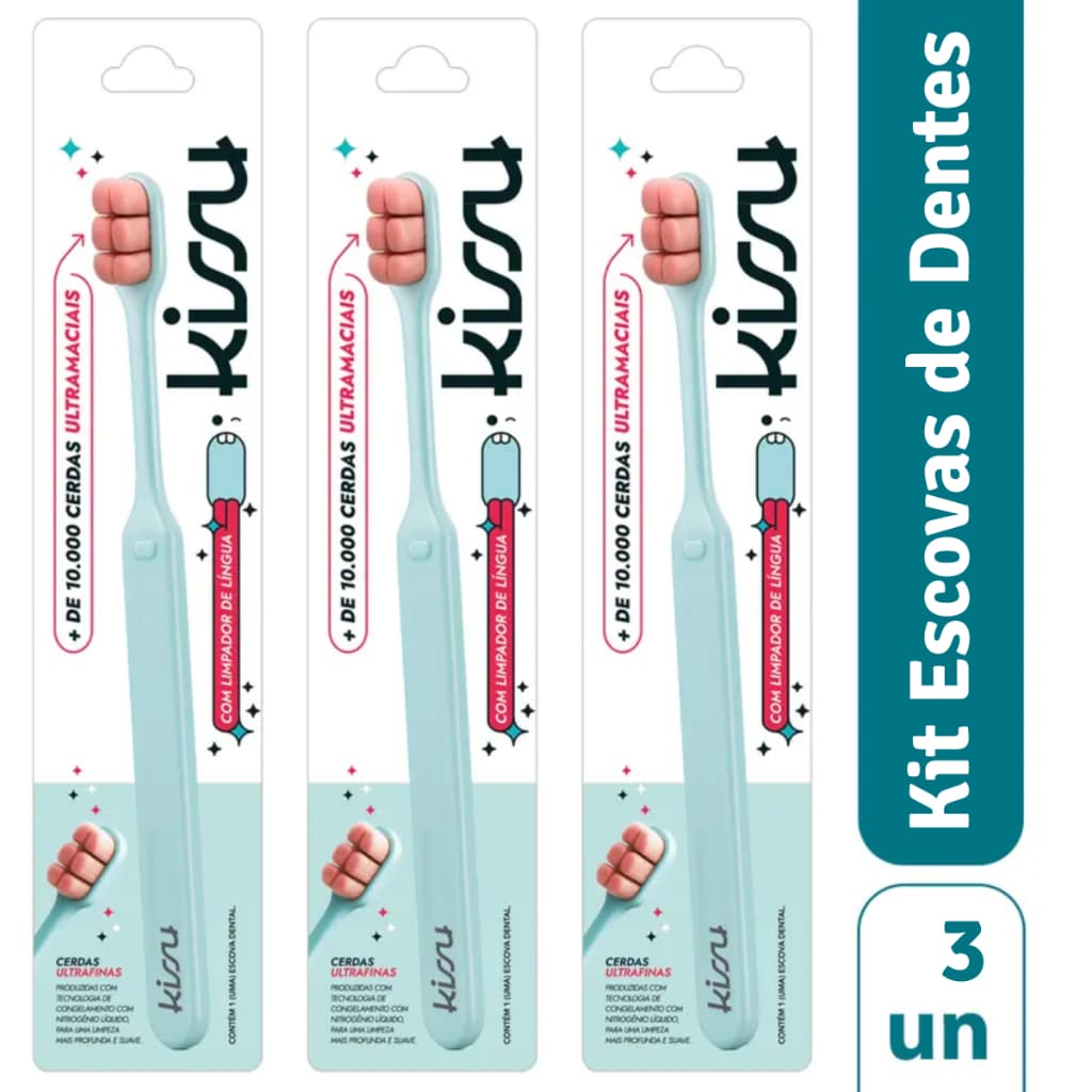 Kissu Escova de Dente Ultramacia - Kit com 3 unidades