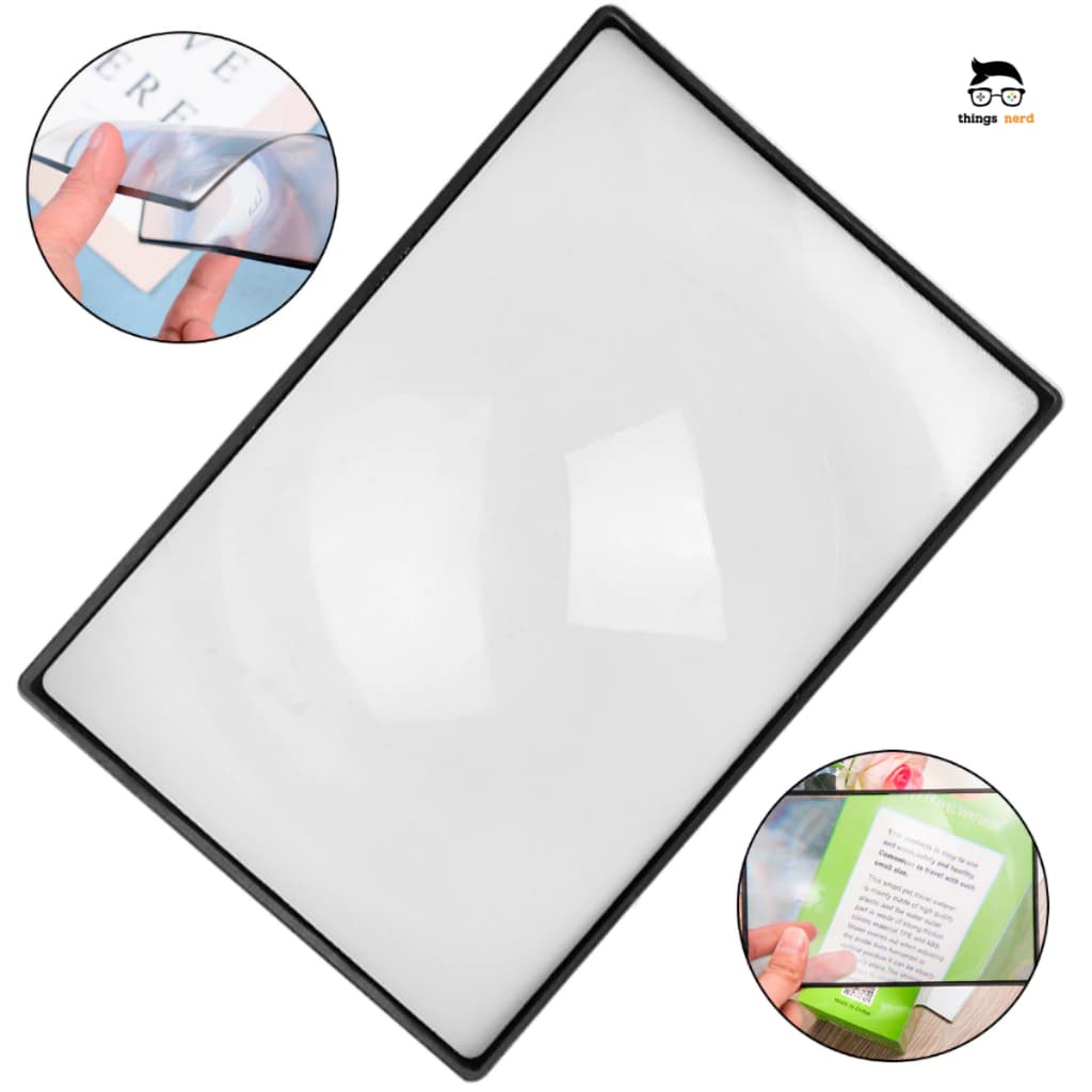 Lupa Folha Plana A5 3x Leitura Livros Revista Lente Aumento 18x12cm Portátil Aumenta Letras