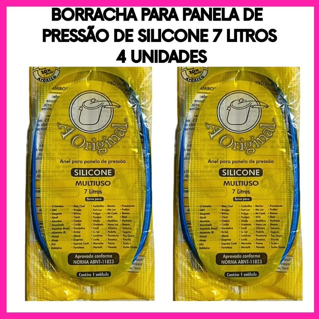 Borracha Panela de Pressão 7 Litros Silicone Universal – Reposição Vedação 4 Unidades