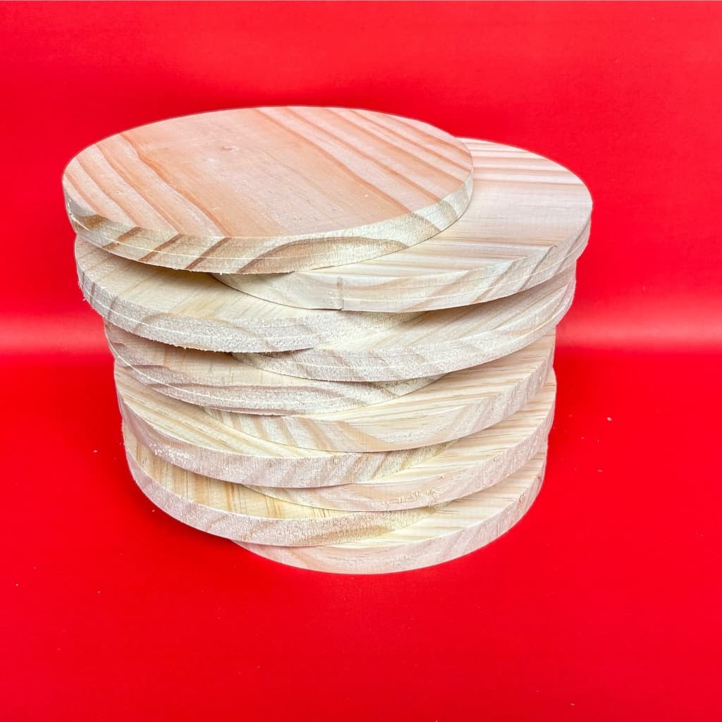 Kit 10 Tabuas 18 cm Redonda De Madeira Pinus Petisqueira