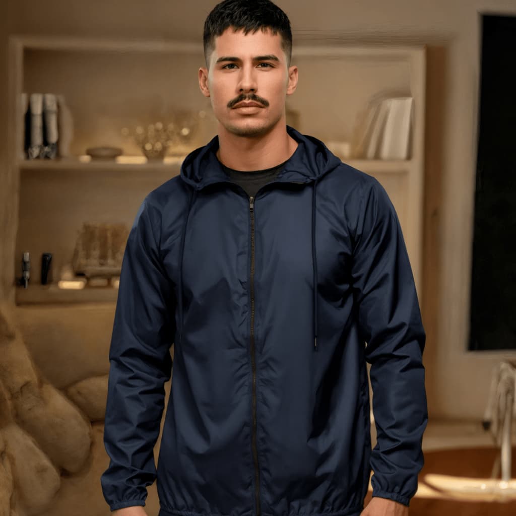 Jaqueta Masculina Esportiva Corta vento Resistente água Leve com Capuz semi Forrado