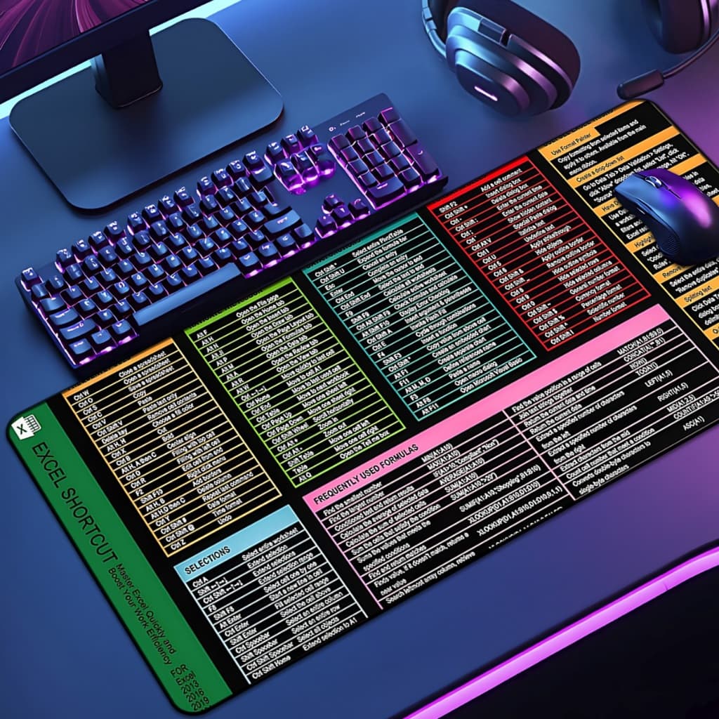 Mouse Pad Atalho Software Gamer XXL Antiderrapante Setup Speed Extra Grande Diversas Borda Costurada