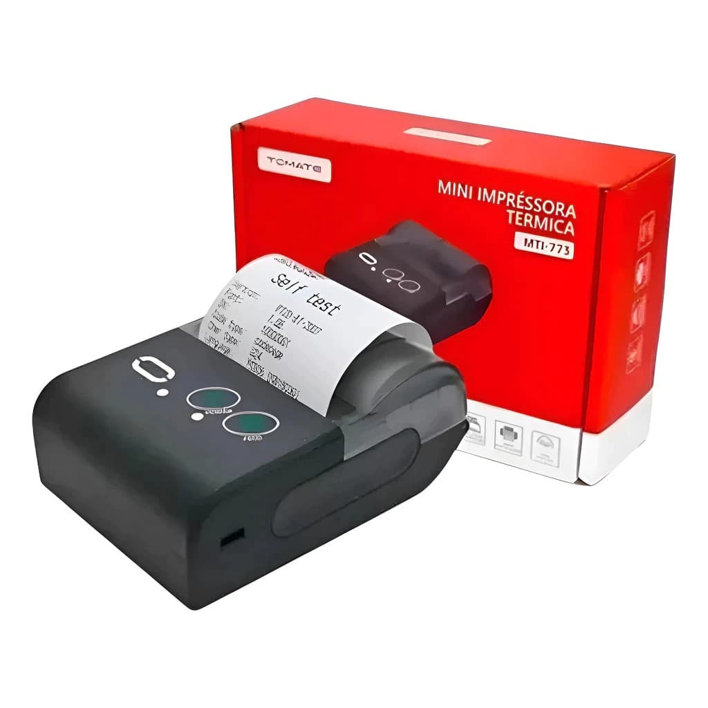 Impressora Térmica Portátil Tomate Conexão Bluetooth + USB | Ideal P/ Delivery e Emissão de Recibos