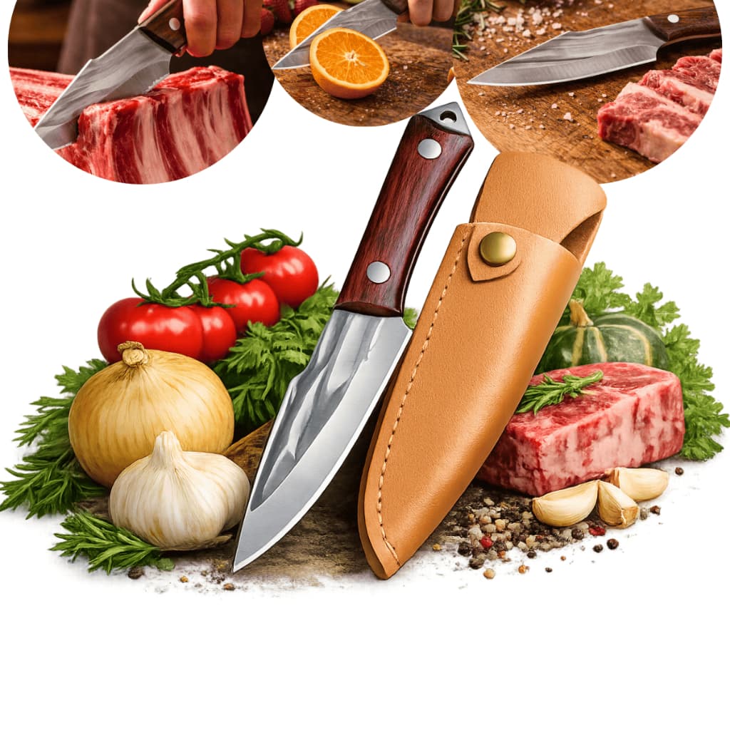 Faca Cutelo Campeira de Aço Inox Com Bainha Desossar Carne Pesca Aventura