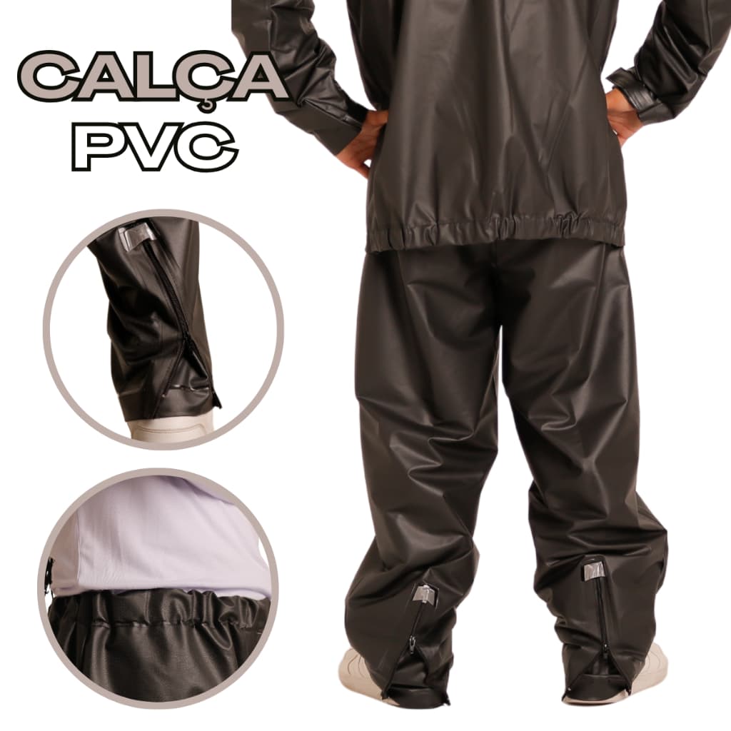 Calça de Chuva Masculina Motoqueiro PVC 100% Impermeável Motoboy Proteção