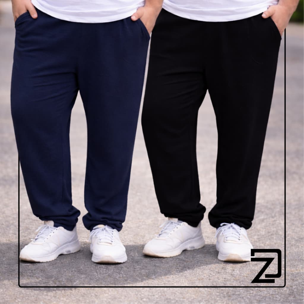 kit 2 Calça Moletom Jogger Punho Plus Size Masculina