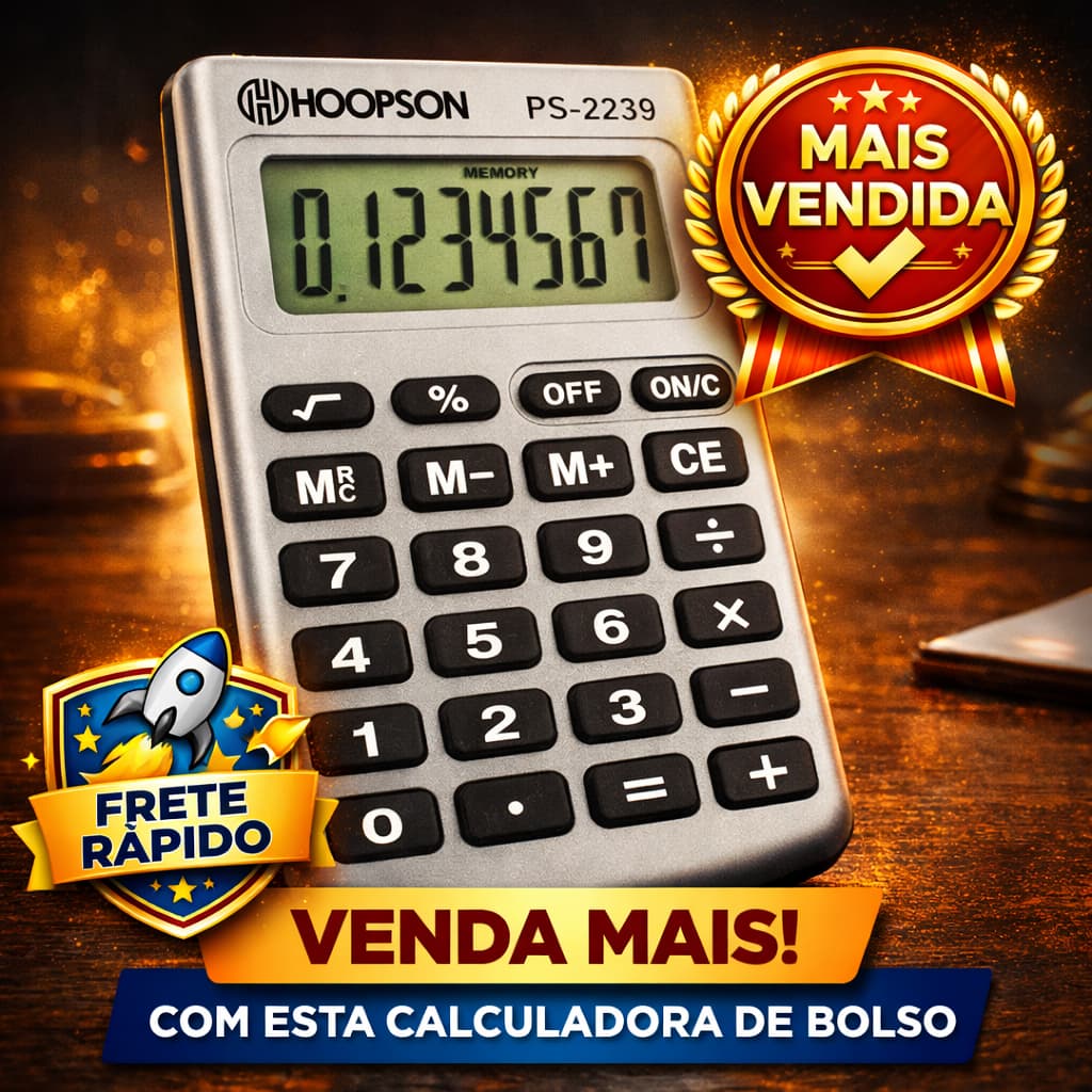 Calculadora de Bolso 8 Dígitos Visor Grande Teclas Macias Leve e Resistente Uso Escolar e Escritório