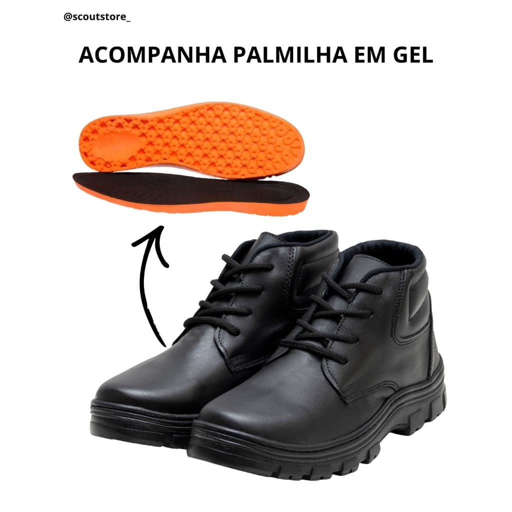 Bota de Segurança com Cadarço 100% em Couro Legítimo com CA Sola Borracha Palmilha Anatômica e Bico PVC Lançamento